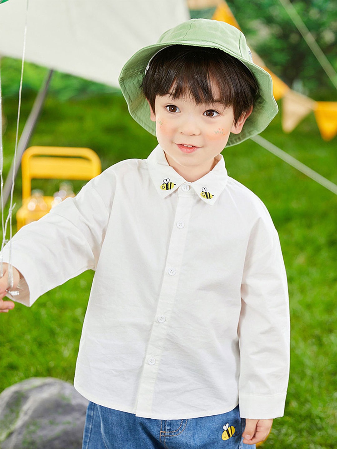 

LULU & SKY Boys Spread Collar Solid Cotton Casual Shirt, White