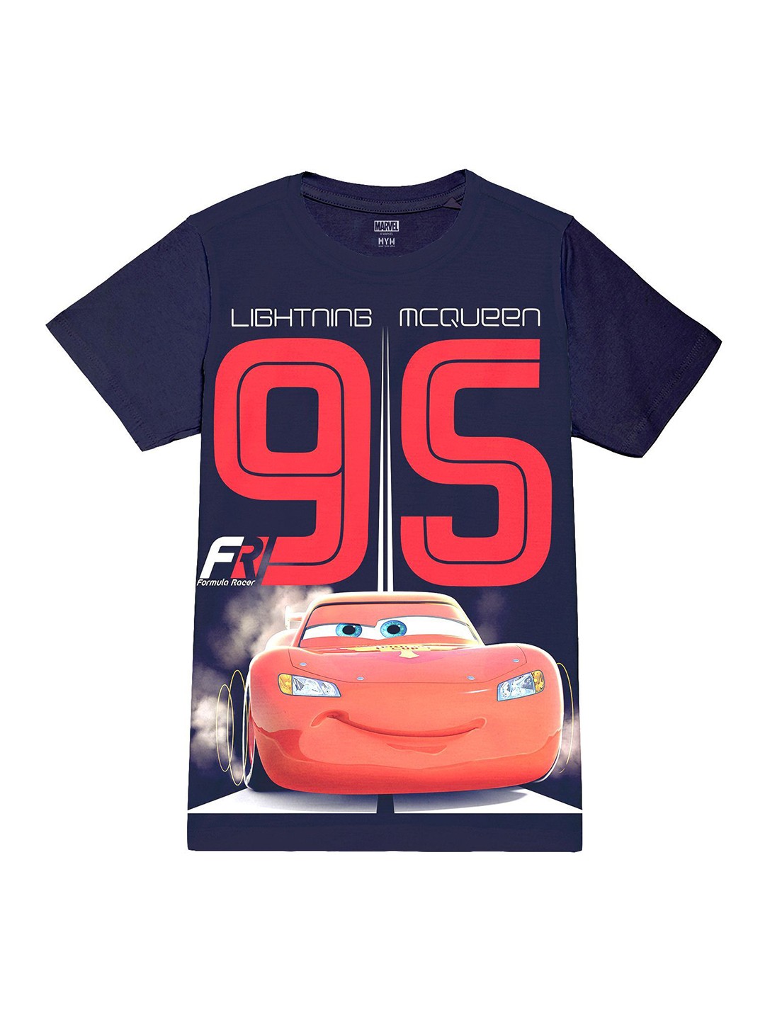 

Wear Your Mind Boys Cars Graphic Printed Round Neck Regular Fit Cotton T-shirt, Navy blue