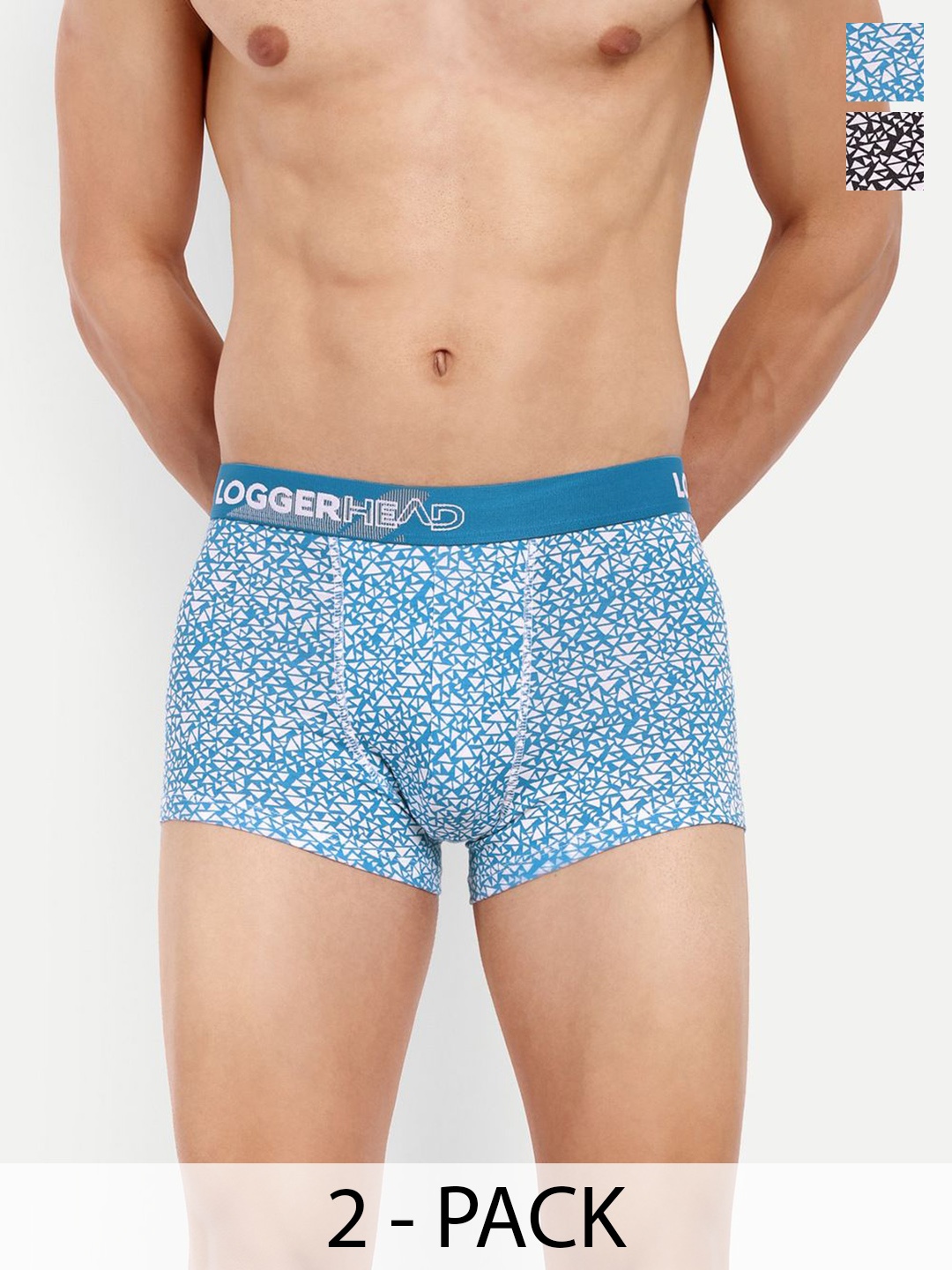 

LOGGERHEAD Pack Of 2 Printed Cotton Short Trunks LHPT006-BLACK-BLUE