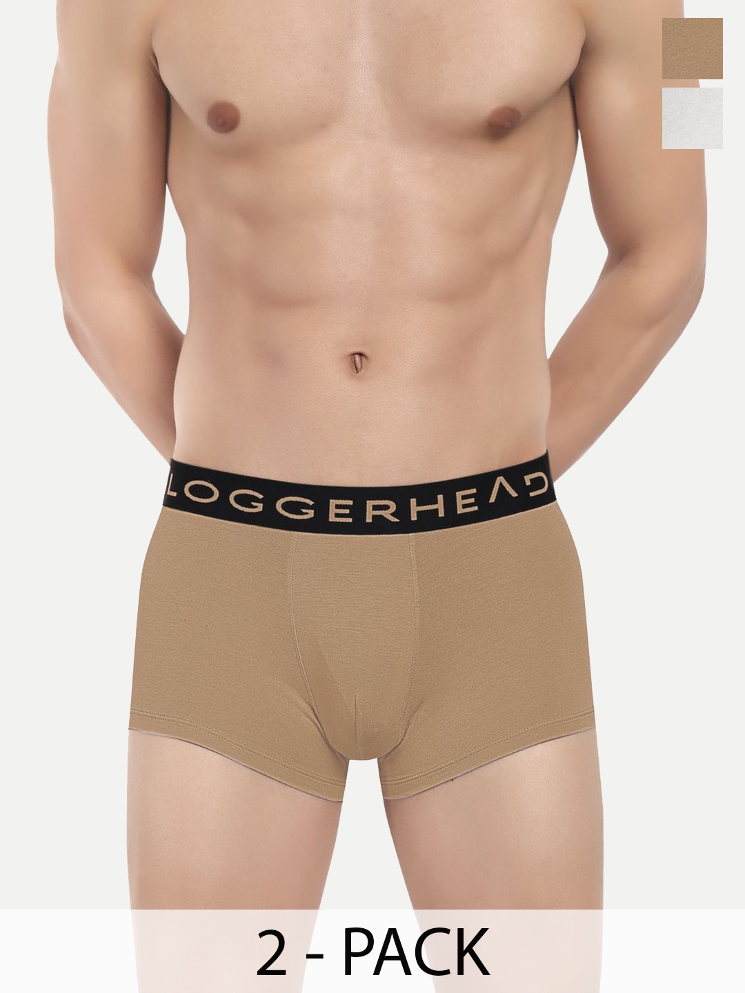 

LOGGERHEAD Pack Of 2 Mid Rise Short Trunks - LHMT013-Sinopia-White-Sinopia-White, Brown