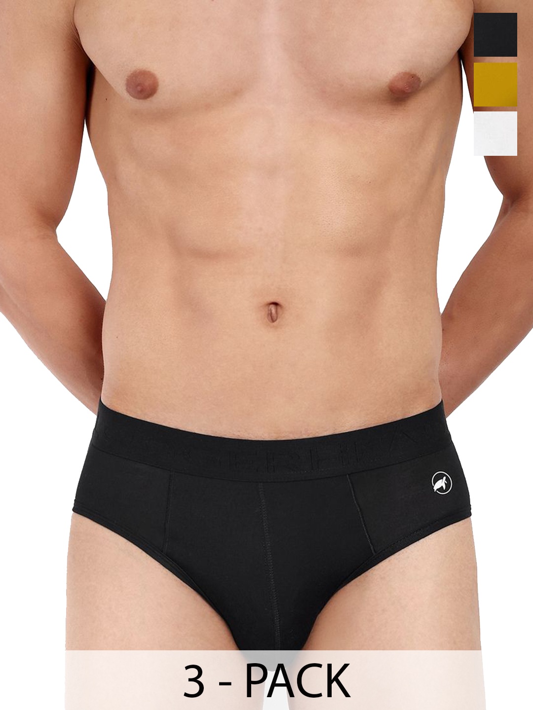 

LOGGERHEAD Pack Of 3 Mid Rise Briefs - LHMB002-Yellow-Black-White-Yellow-Black-White
