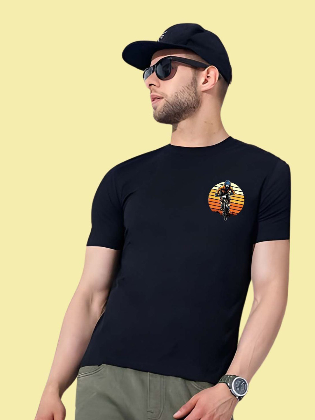 

THE BEETEL HOUSE Men Drop-Shoulder Sleeves T-shirt, Black