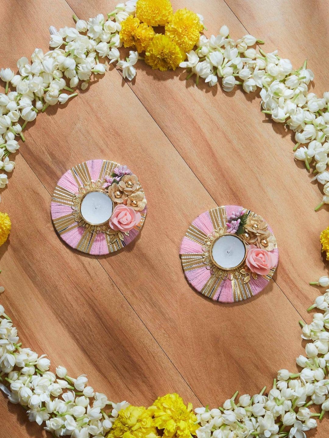 

Mason Home Pink & White Set Of 2 Festive Diyas #1086