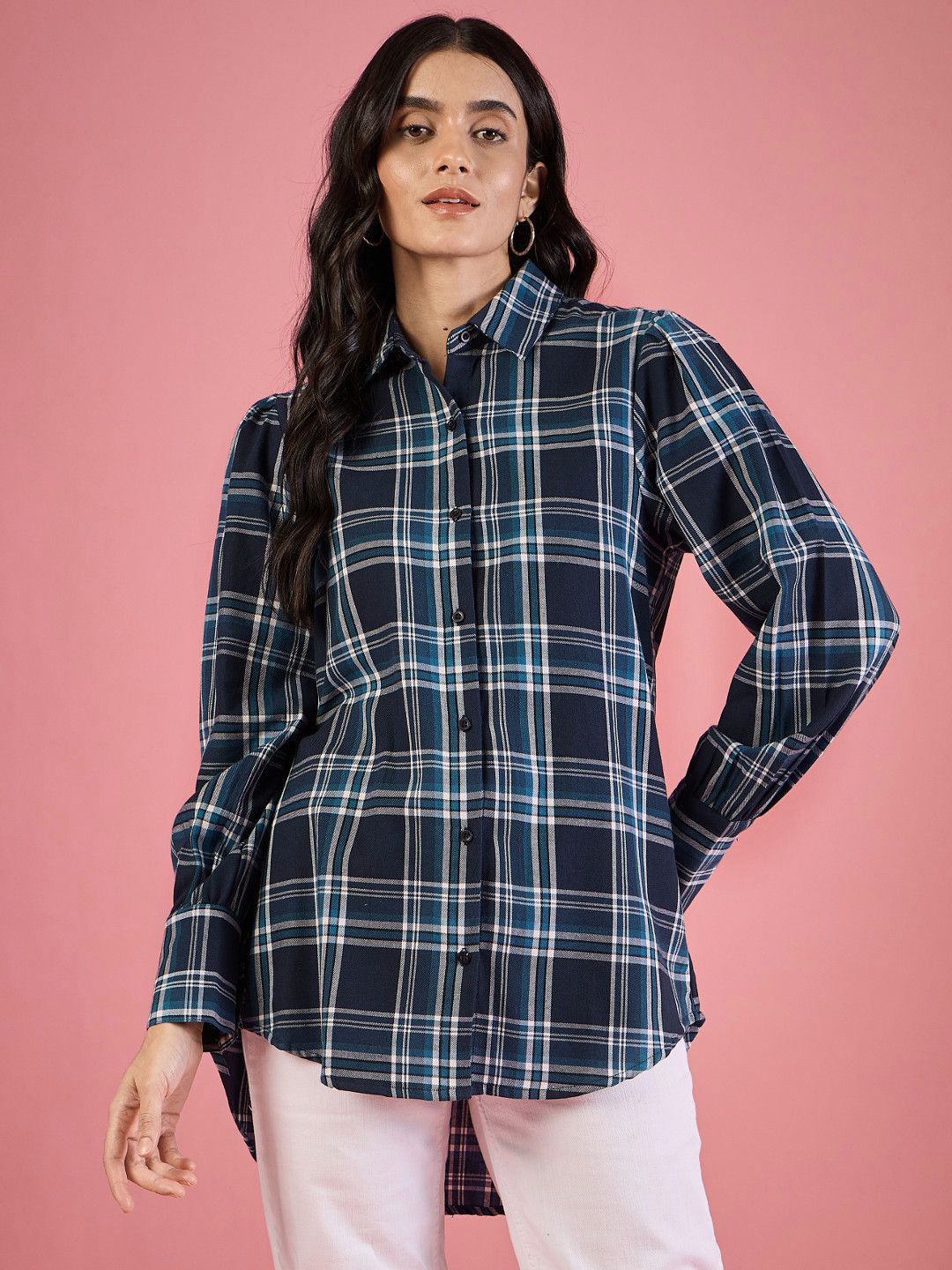 

Moda Rapido Women Classic Opaque Printed Casual Shirt, Turquoise blue