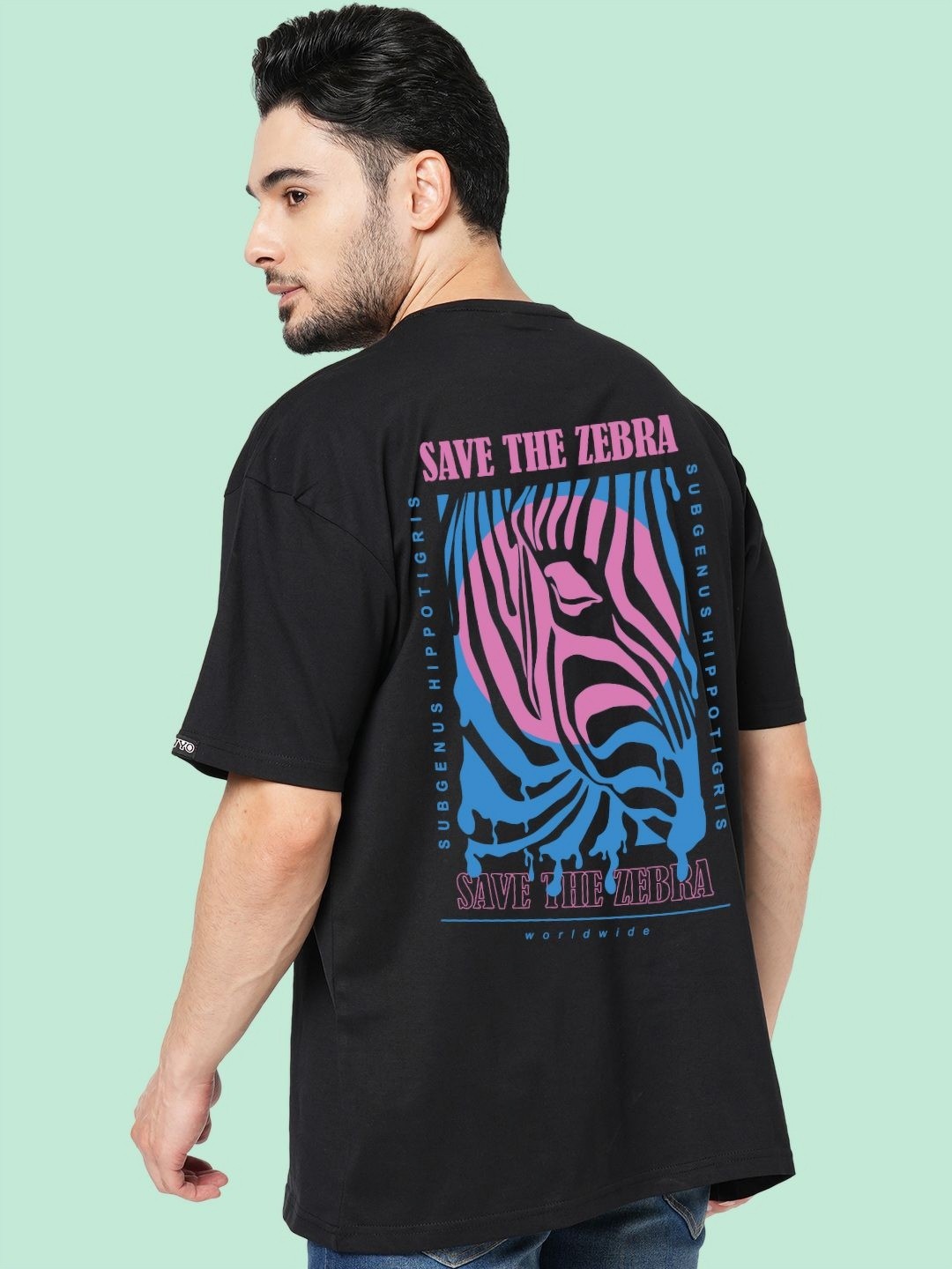 

Wear Your Opinion Men Graphic Printed Round Neck Cotton Oversized T-shirt, Black