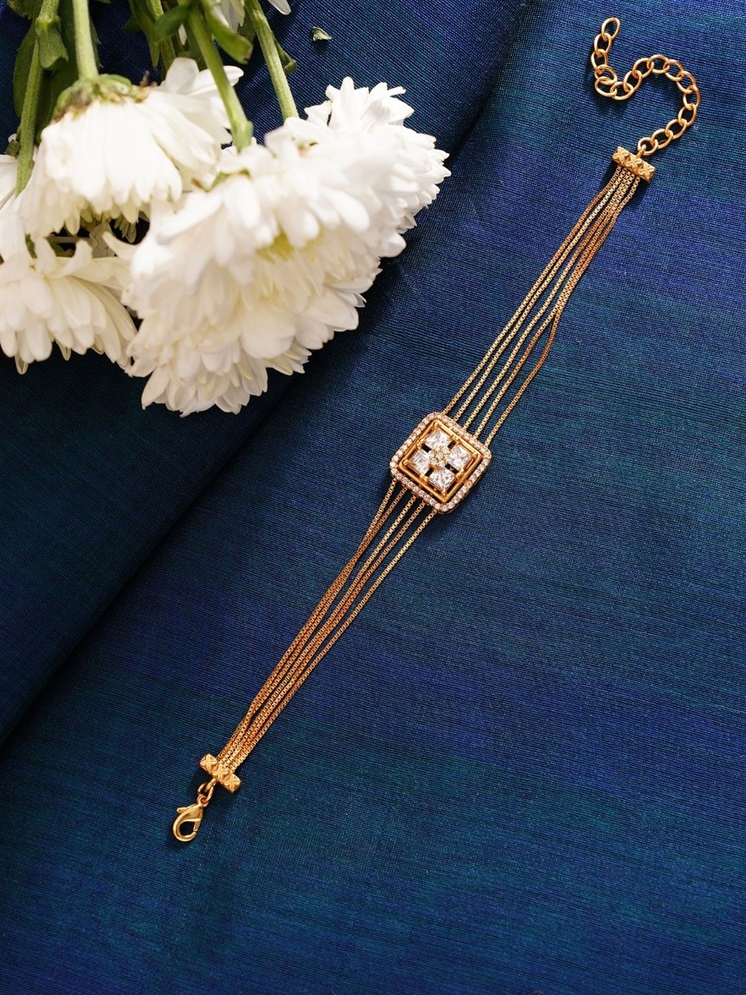 

ABDESIGNS Women Gold Plated American Diamond Statement Wraparound Bracelet