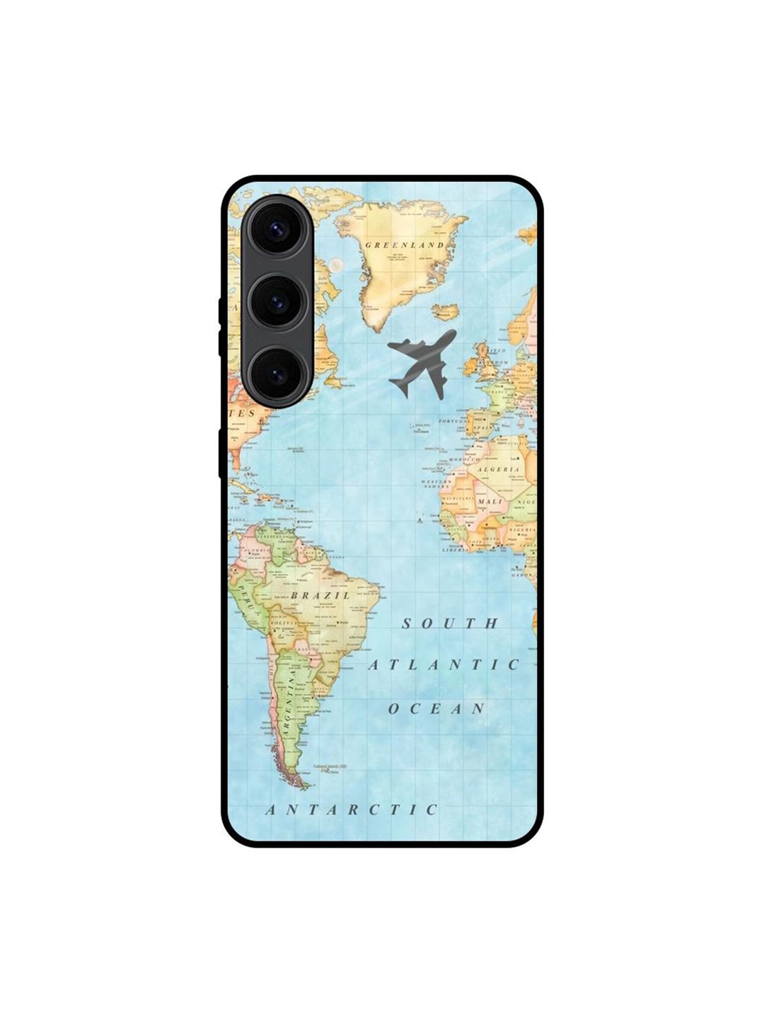 

QRIOH Travel Map Printed Samsung Galaxy S24 Plus Back Case, Blue