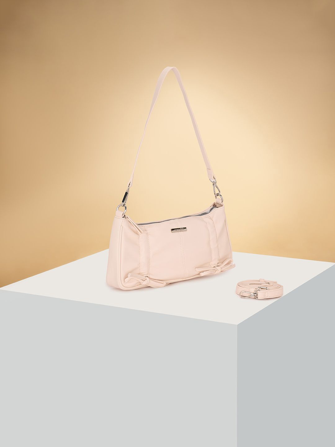 

Forever Glam by Pantaloons Women Solid Structured Shoulder Bag, Peach