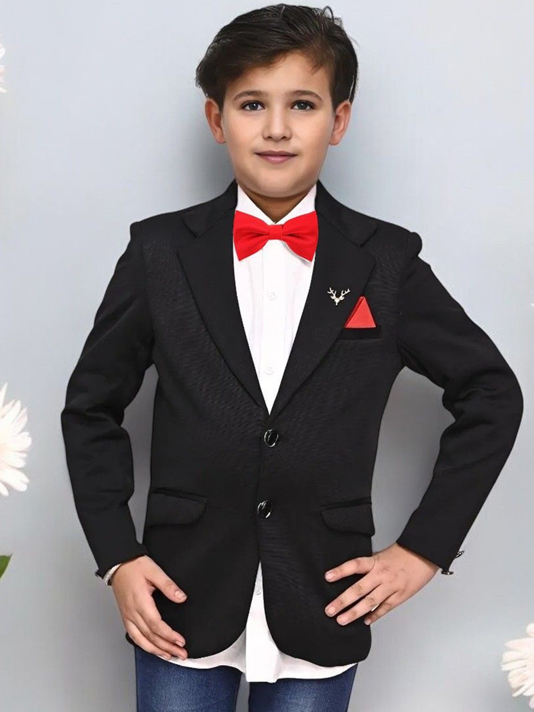 

Qitty Boys Blazer With Shirt & Bow Tie, Black