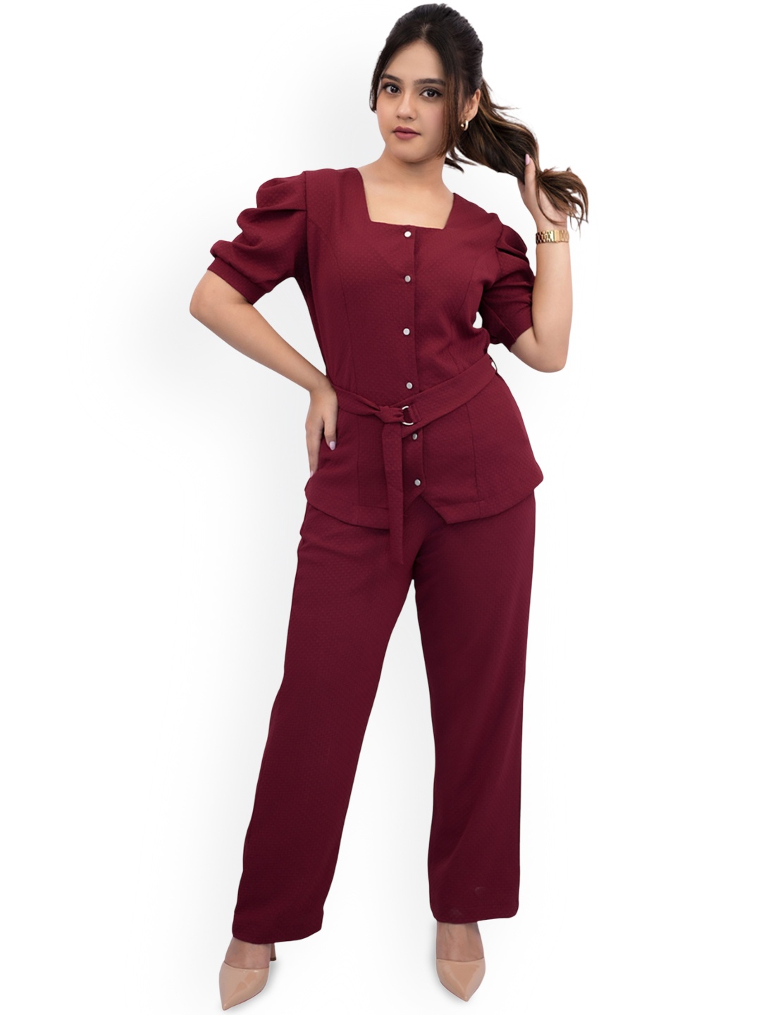 

BELLO DONA CLOTHING Shirt With Trouser, Maroon
