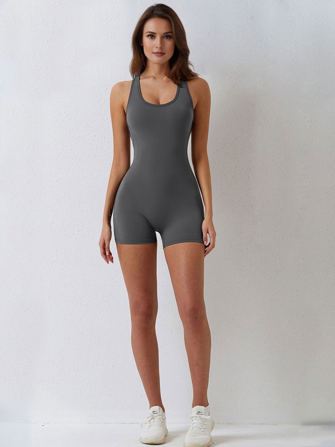 

StyleCast Women Solid Scoop Neck Basic Playsuit, Grey