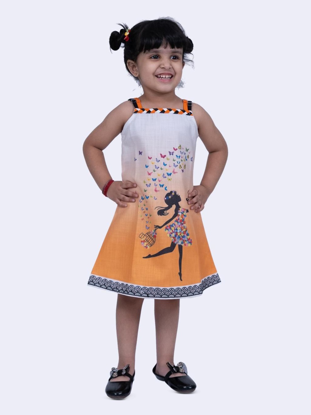 

Twisha Girl's Printed A-Line Dress, Orange