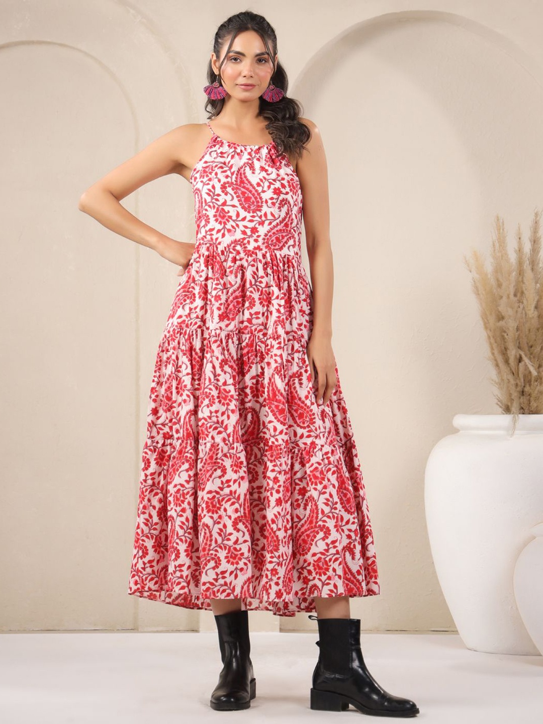 

Jaipur Morni Floral Print Fit & Flare Maxi Dress, White