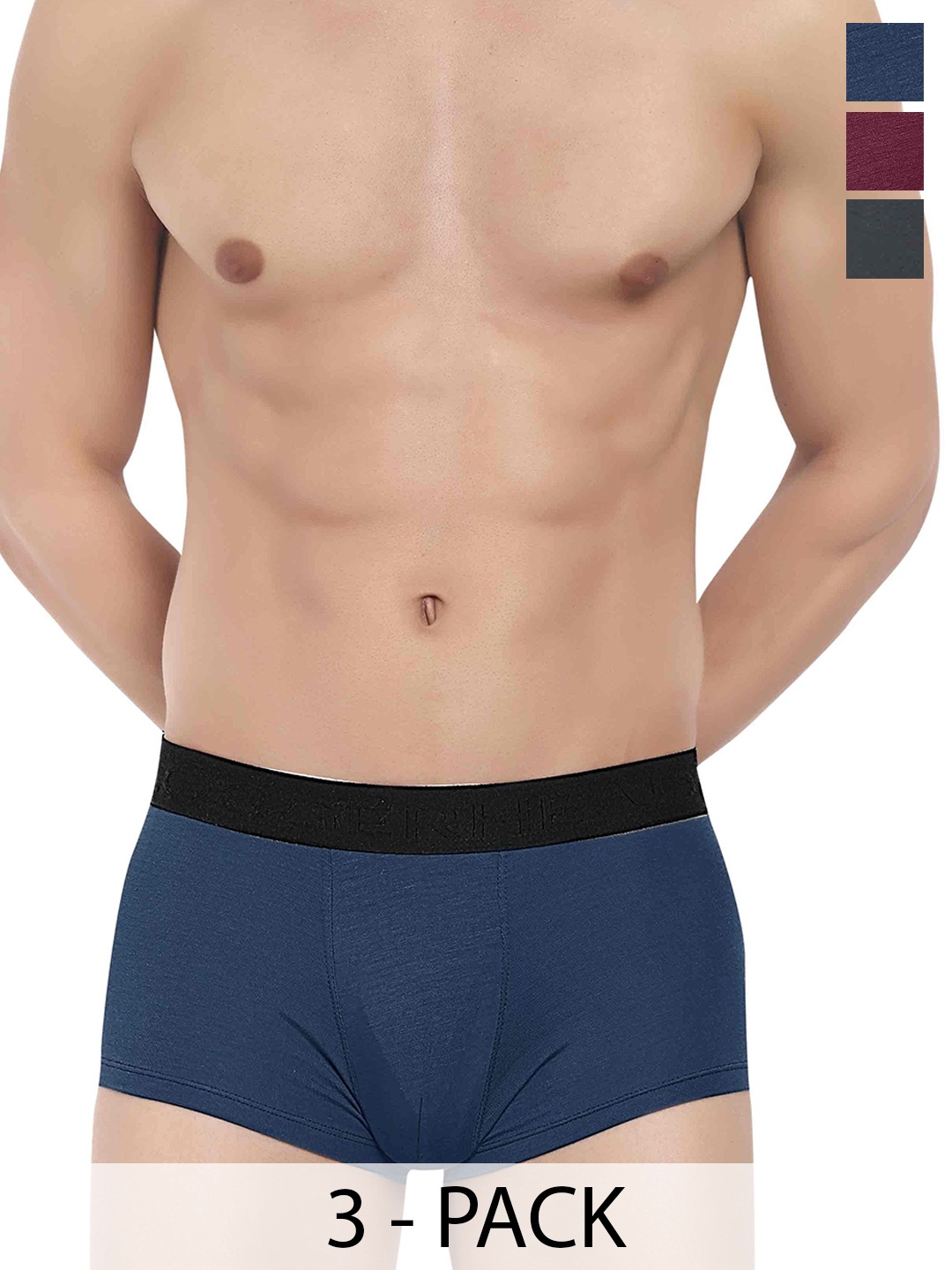 

LOGGERHEAD Pack Of 3 Cotton Short Trunks LHMT002-Navy Blue-Maroon-Grey