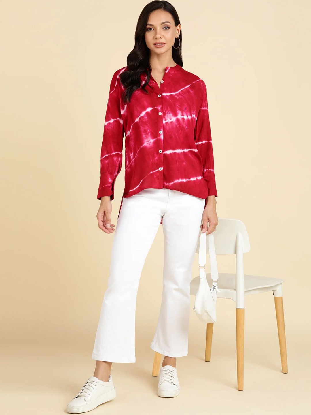

Moda Rapido Women Classic Opaque Printed Casual Shirt, Maroon