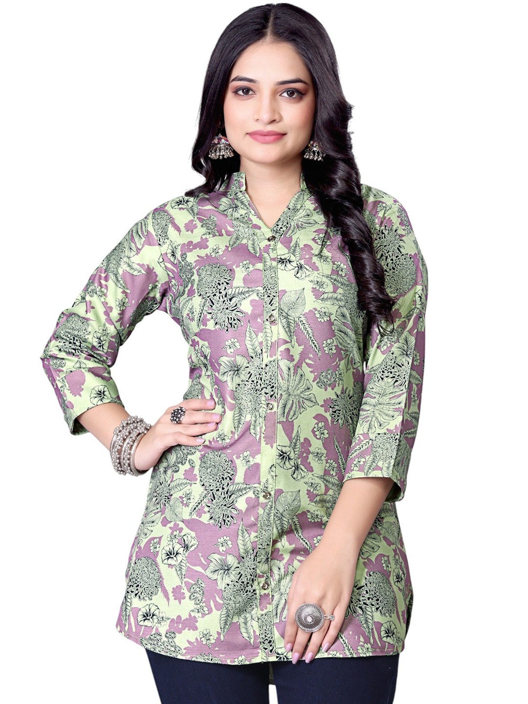 

SPECKLESS Floral Printed Kurti, Green