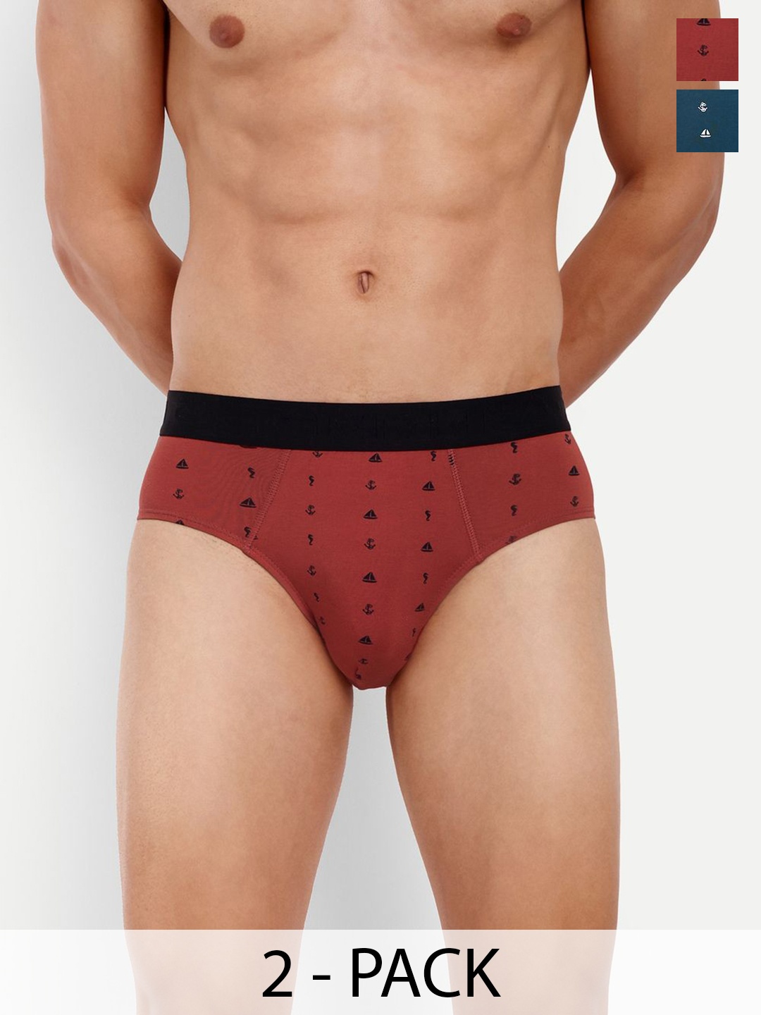 

LOGGERHEAD Pack of 2 Printed Cotton Hipster Briefs LHPB008-ORNAGE-ROYALBLUE, Orange