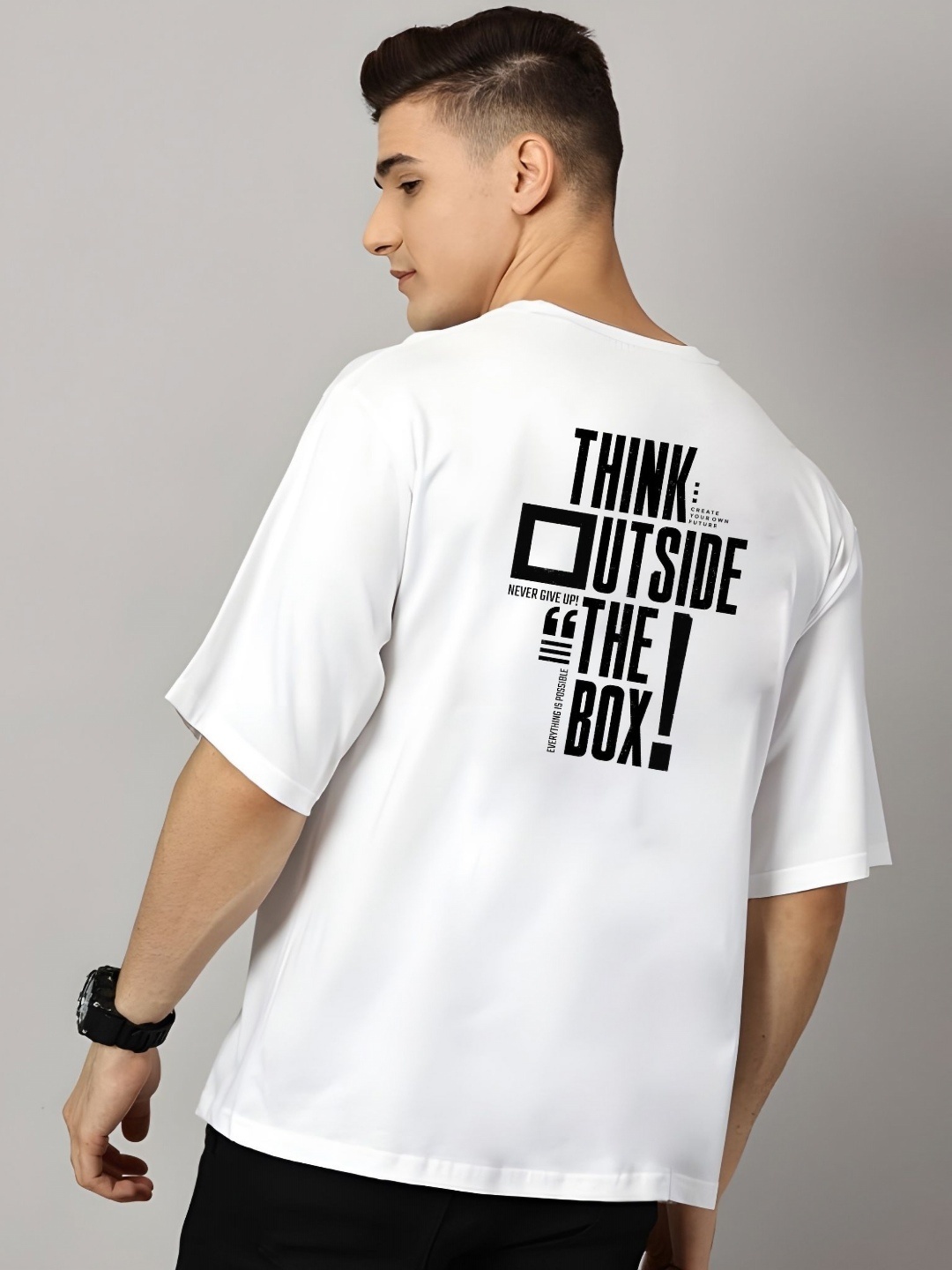 

Moda Rapido Men Typography Printed Round Neck Cotton Oversized T-shirt, White
