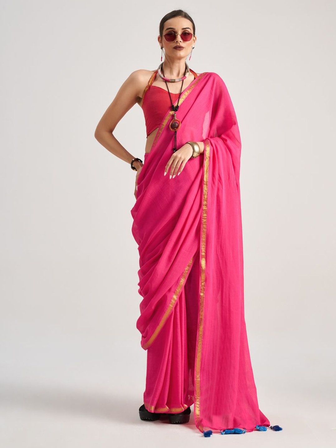 

Suha Pure Cotton Saree, Pink