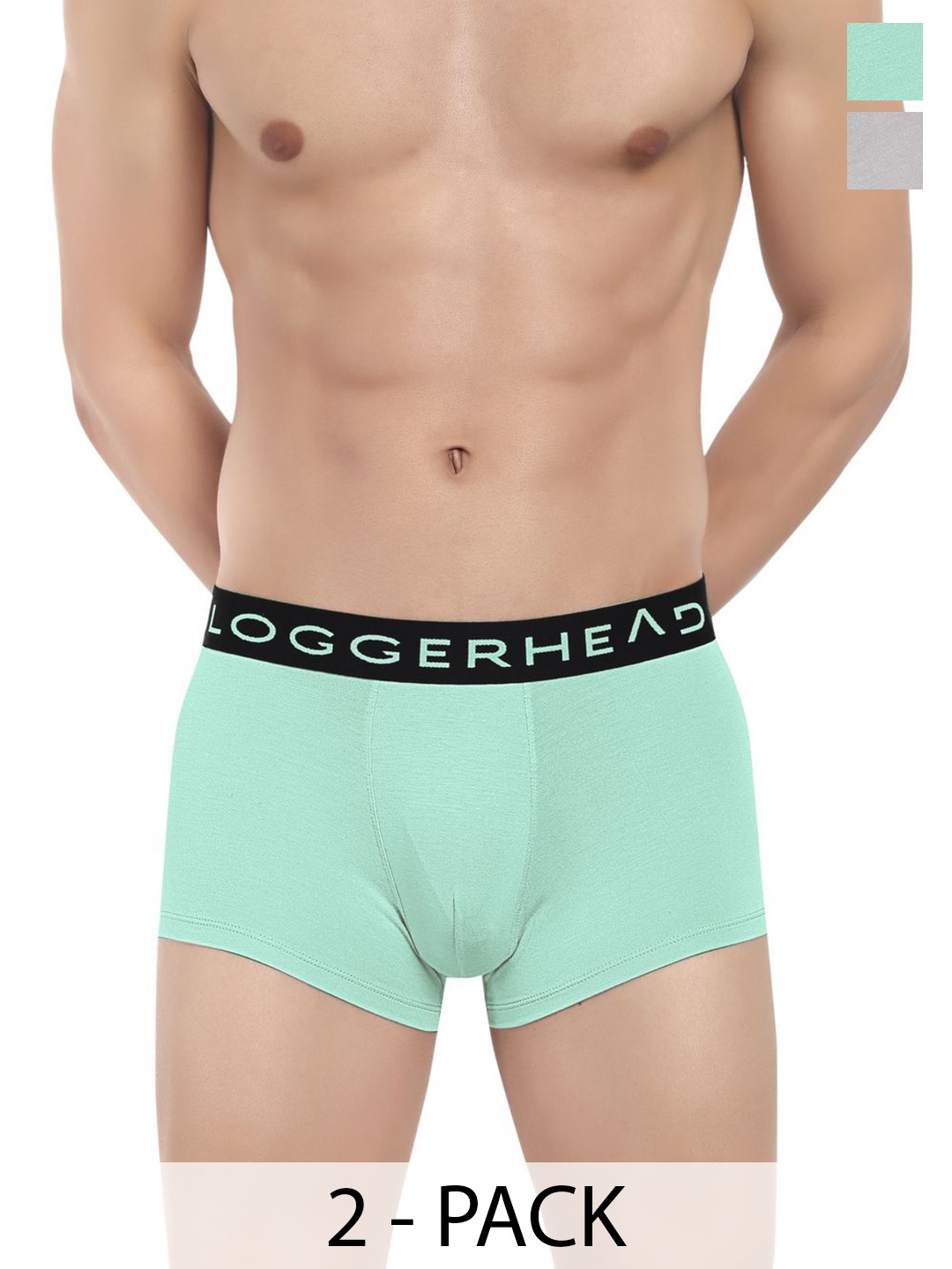 

LOGGERHEAD Pack Of 2 Mid Rise Short Trunks - LHMT013-Water-Harbar-Water-Harbar, Green