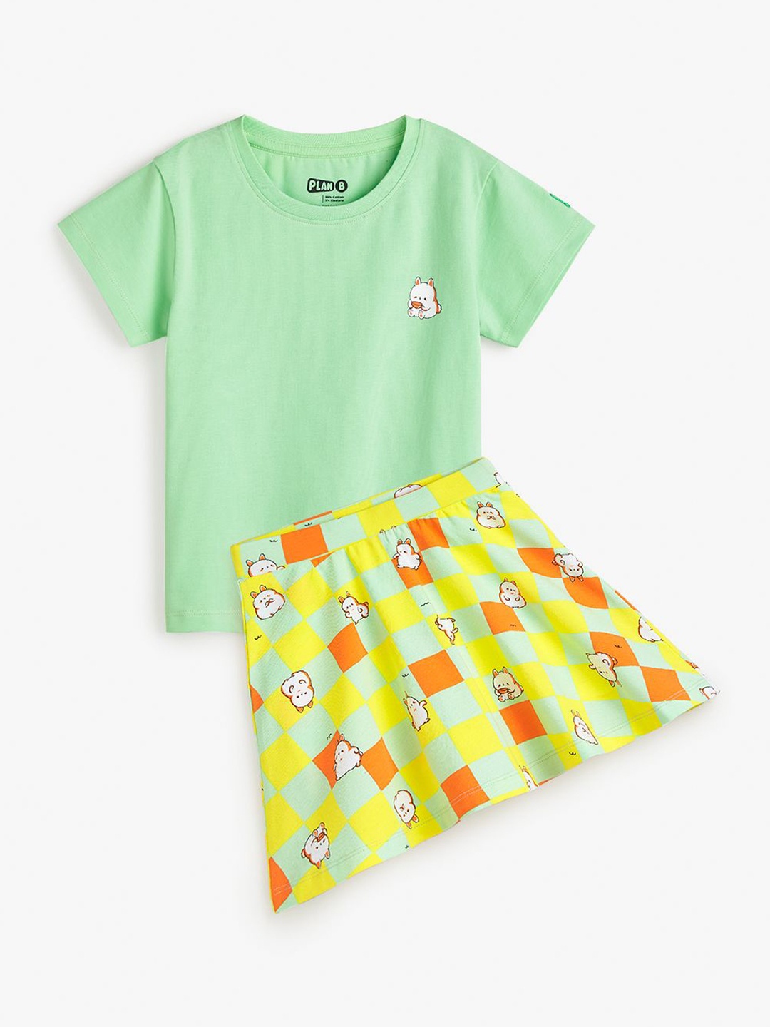 

You Got Plan B Girls Printed Pure Cotton Clothing Set, Green