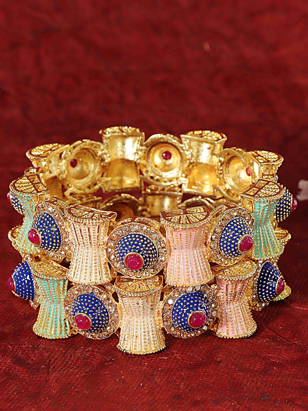 

ZULKA Set Of 2 Gold-Plated Zircon Diamond Stone-Studded Bangles