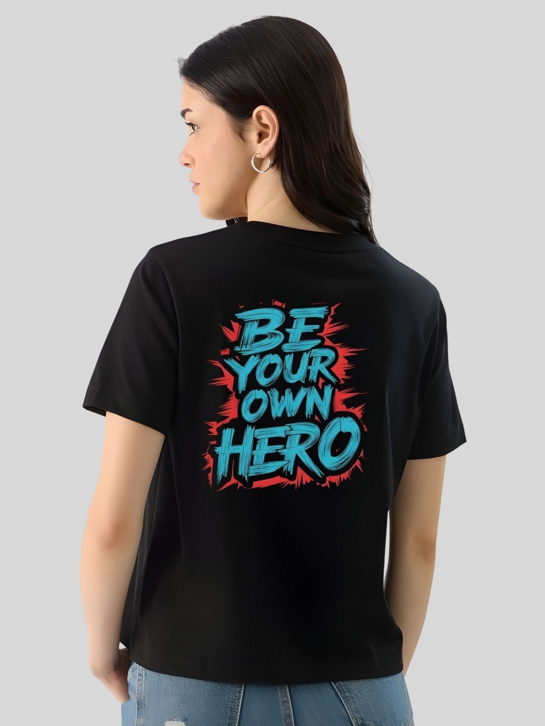 

Moda Rapido Women Typography Printed Round Neck Cotton T-shirt, Black
