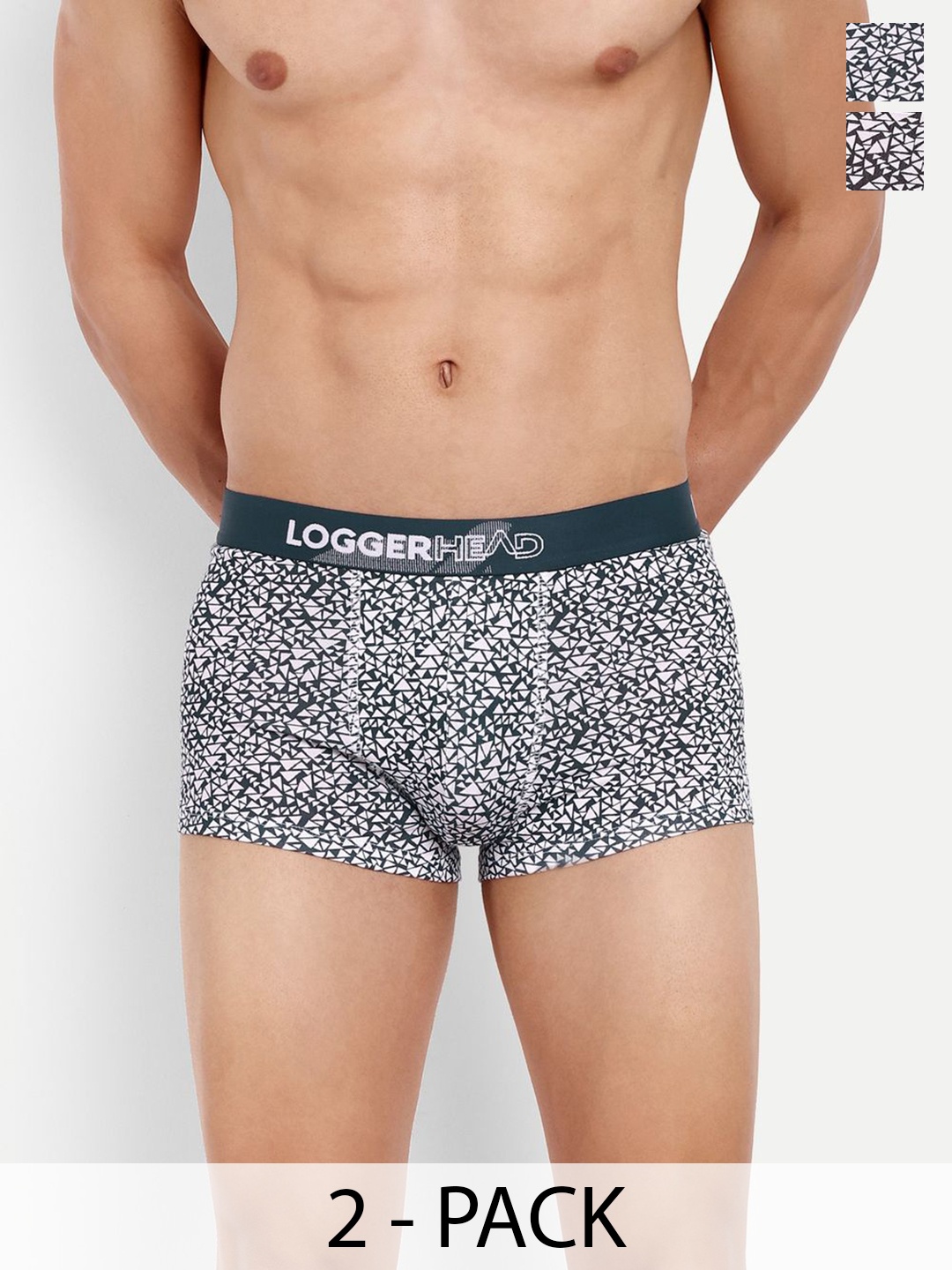 

LOGGERHEAD Pack Of 2 Printed Cotton Short Trunks LHPT006-BLACK-NAVY