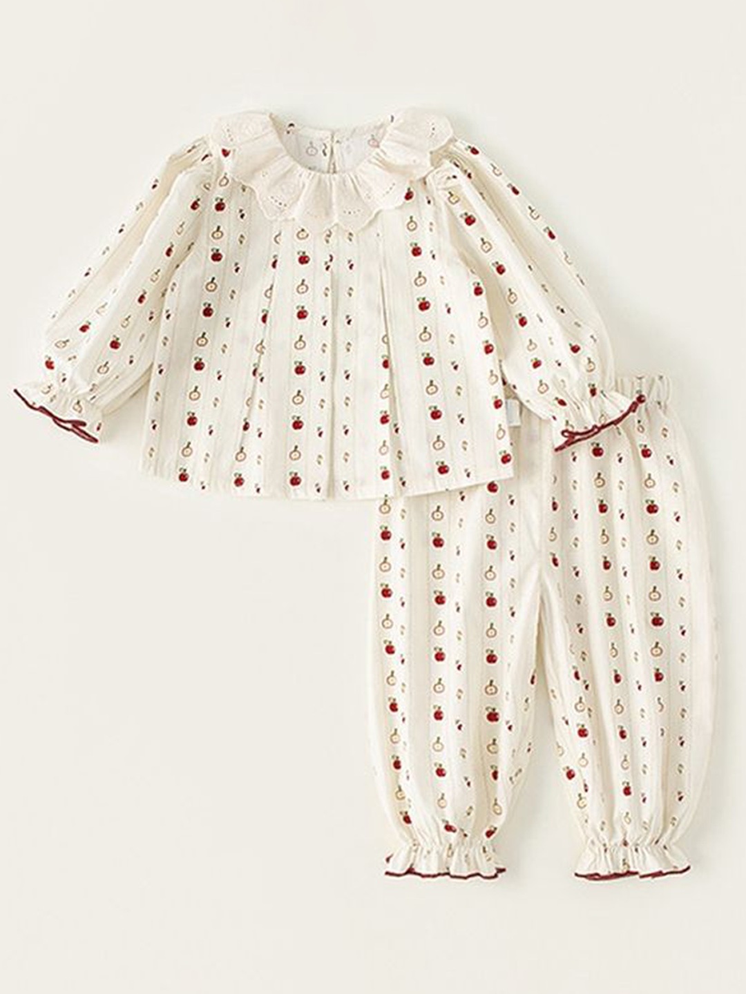 

LULU & SKY Girls Printed Night suit, Off white