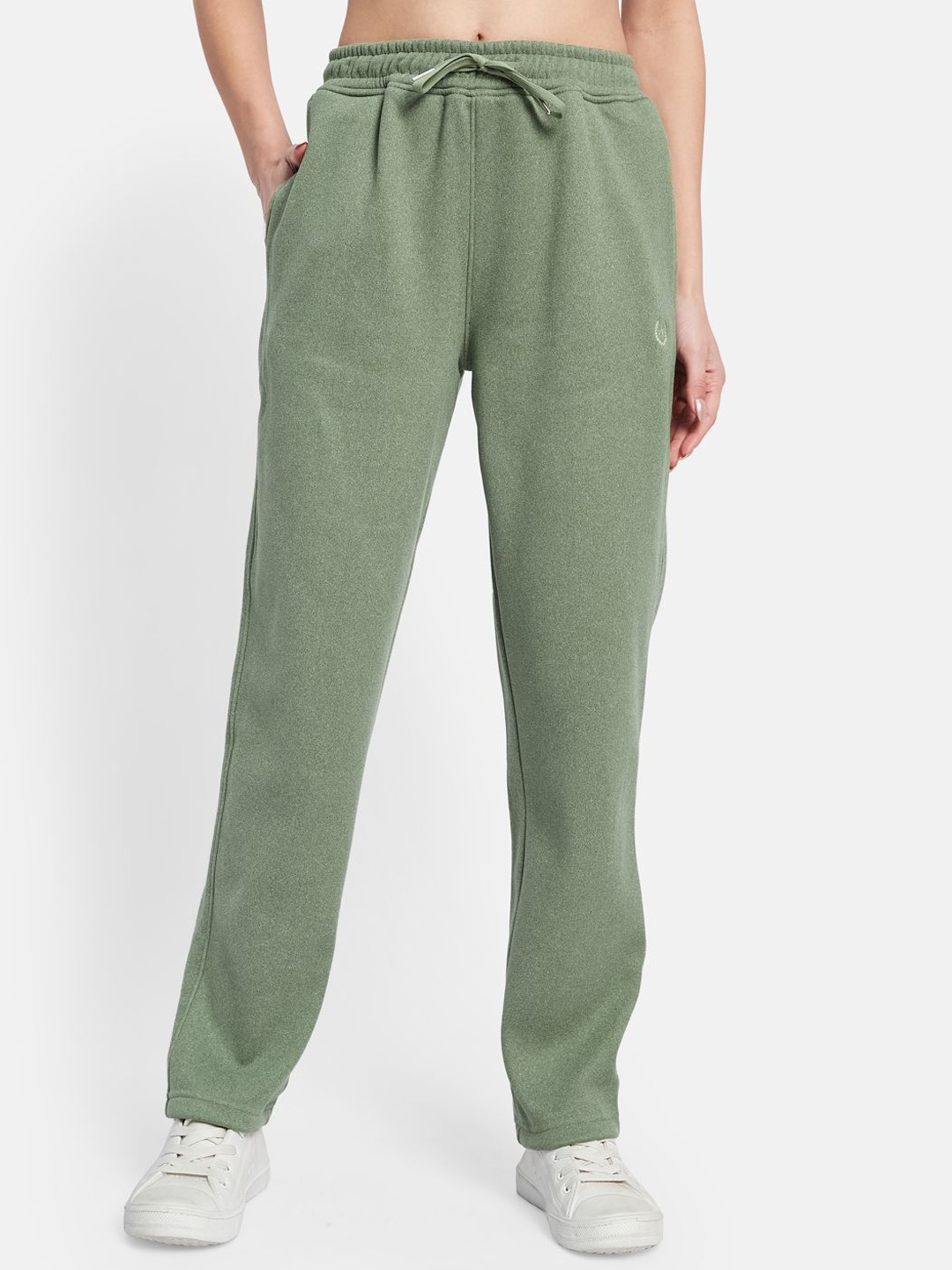 

METTLE Women Cotton High-Rise Regular Fit Track Pants, Olive