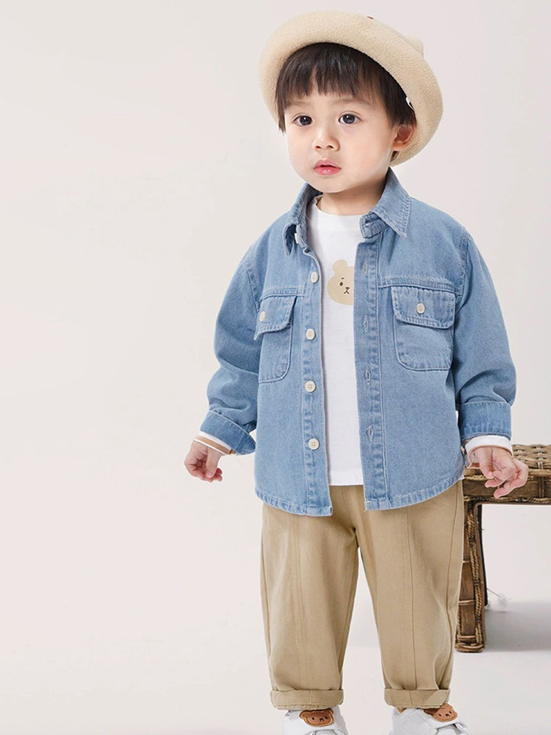 

LULU & SKY Girls Solid Denim Jacket, Blue