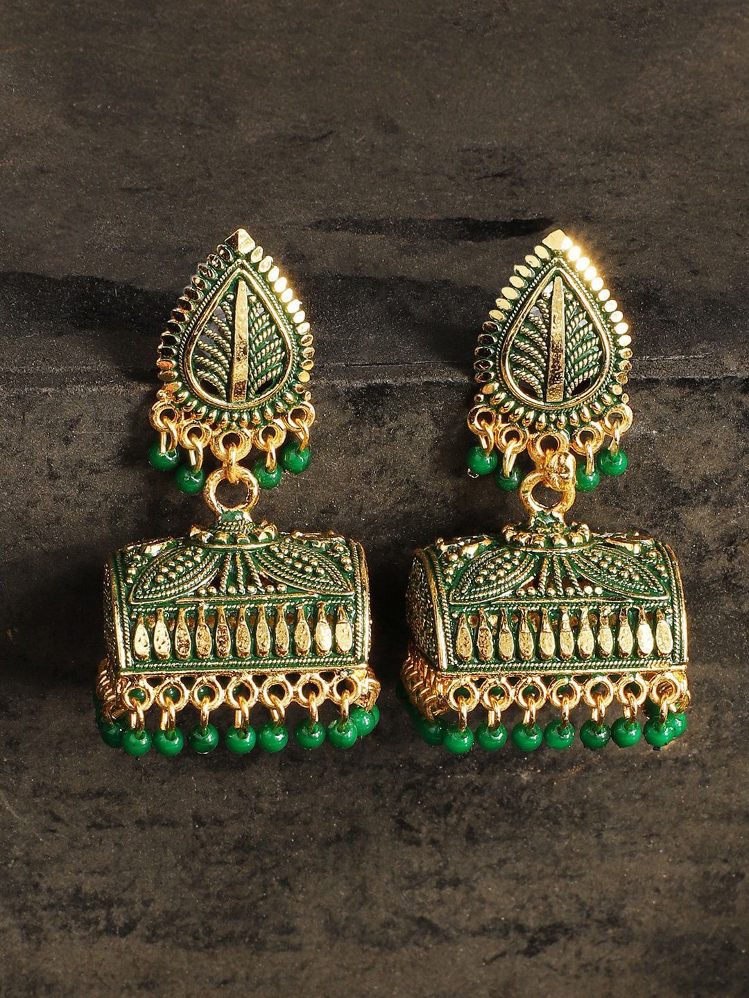 

Anouk Gold Plated Beaded Dome Shaped Jhumkas