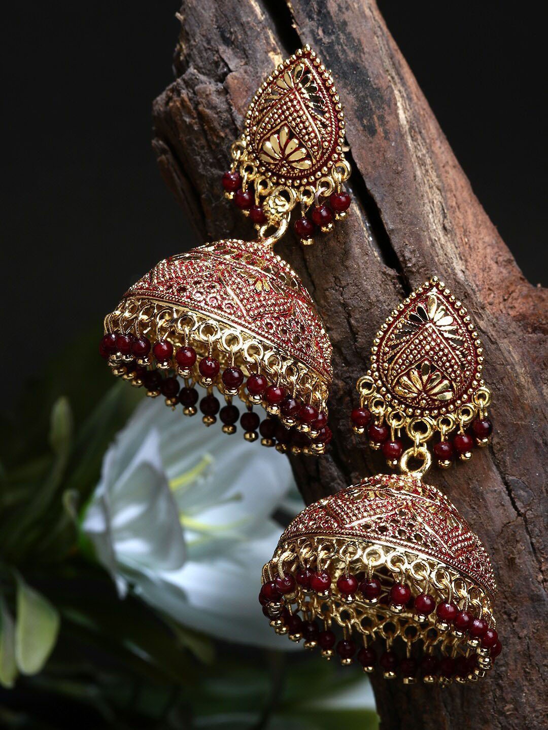 

Anouk Gold Plated Beaded Dome Shaped Jhumkas