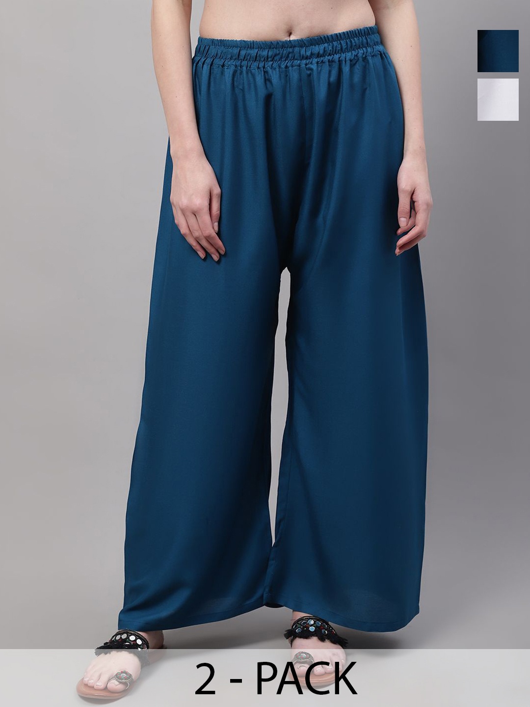

Valles365 by S.C. Women Pack of 2 Flared Palazzos, Blue