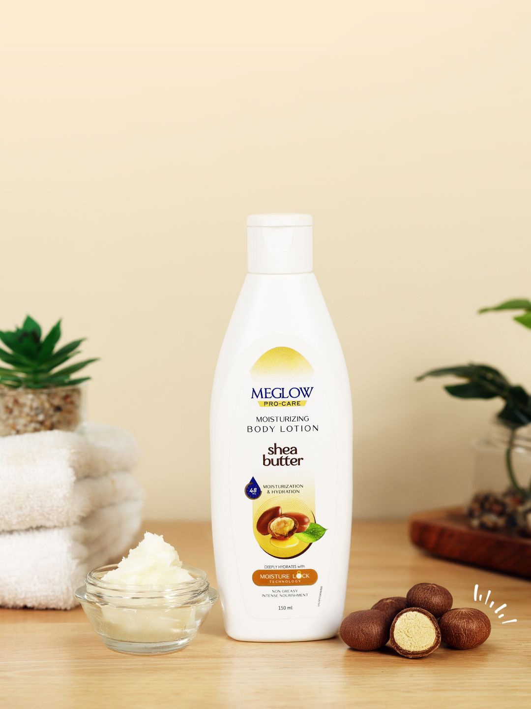

MEGLOW Set Of 6 Moisturizing Body Lotion With Shea Butter - 150 ml Each, White