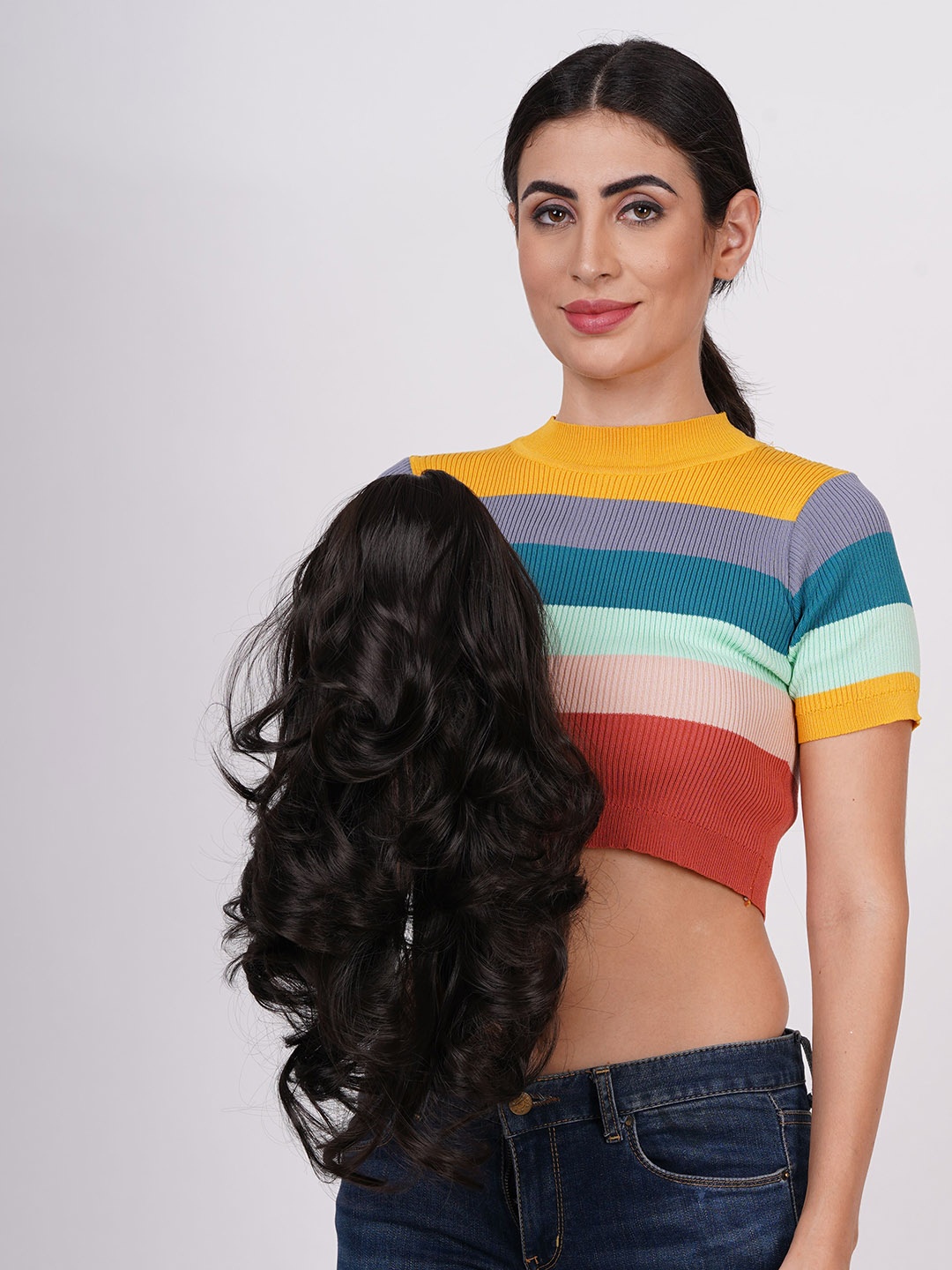 

camola deva Clip-In Ponytail Wavy Hair Extension - Brown - 22 Inch