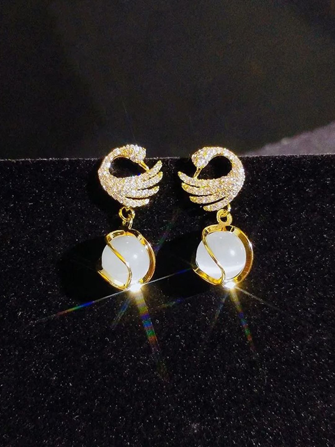 

Celestique Pearls Beaded Quirky Shaped Drop Earrings, Gold