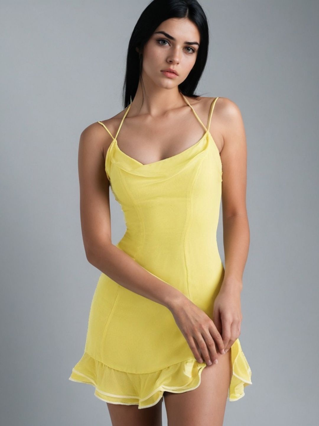 

PRIZO Georgette A-Line Mini Dress, Yellow