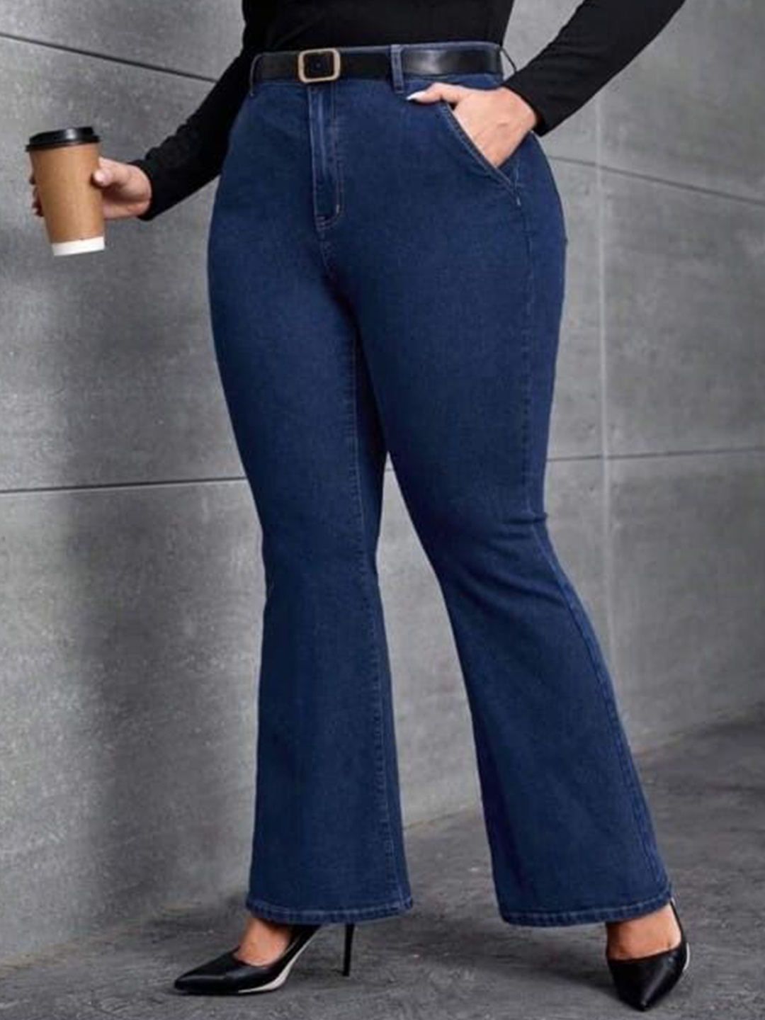 

BROADSTAR Women Smart Bootcut High-Rise Stretchable Jeans, Navy blue