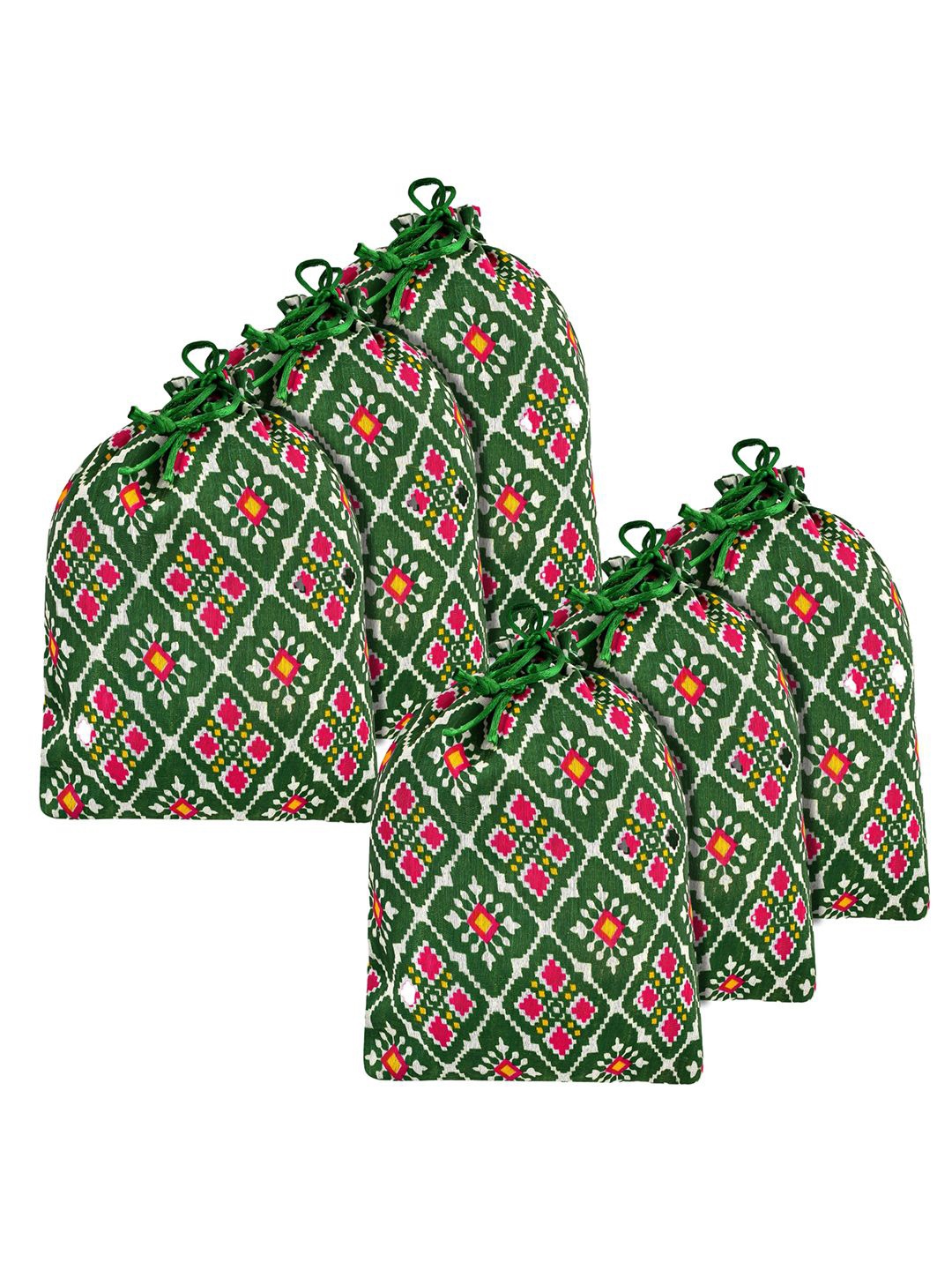 

Kuber Industries Pack Of 6 Printed Silk Potli Clutch, Green