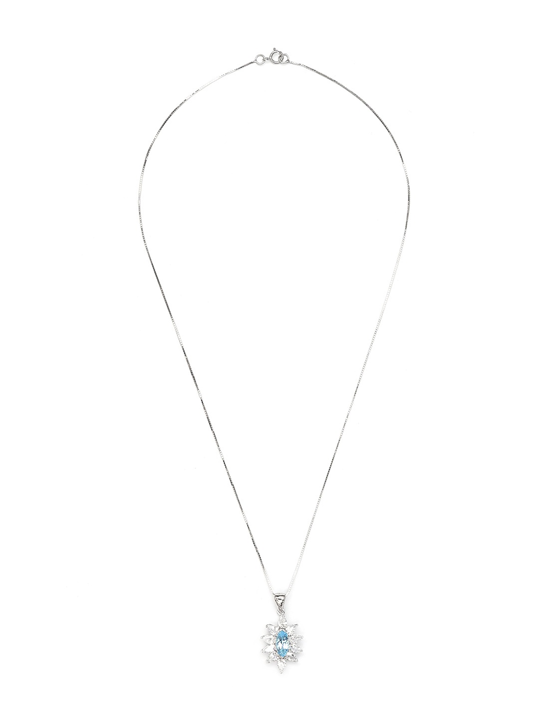 

ISHI New York Rhodium-Plated Minimal Cubic Zirconia Studded Necklace, Silver