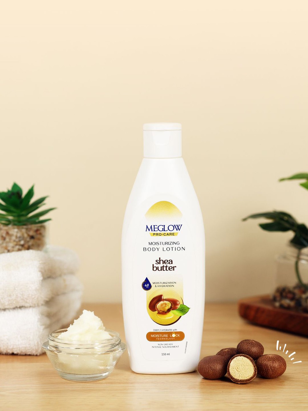 

MEGLOW Set Of 4 Moisturizing Body Lotion With Shea Butter - 150 ml Each, White