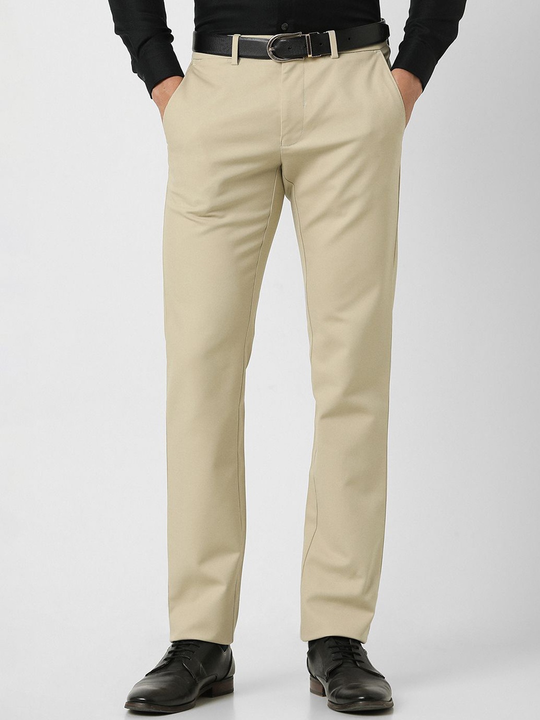 

Van Heusen Men Slim Fit Mid-Rise Cotton Formal Trousers, Beige