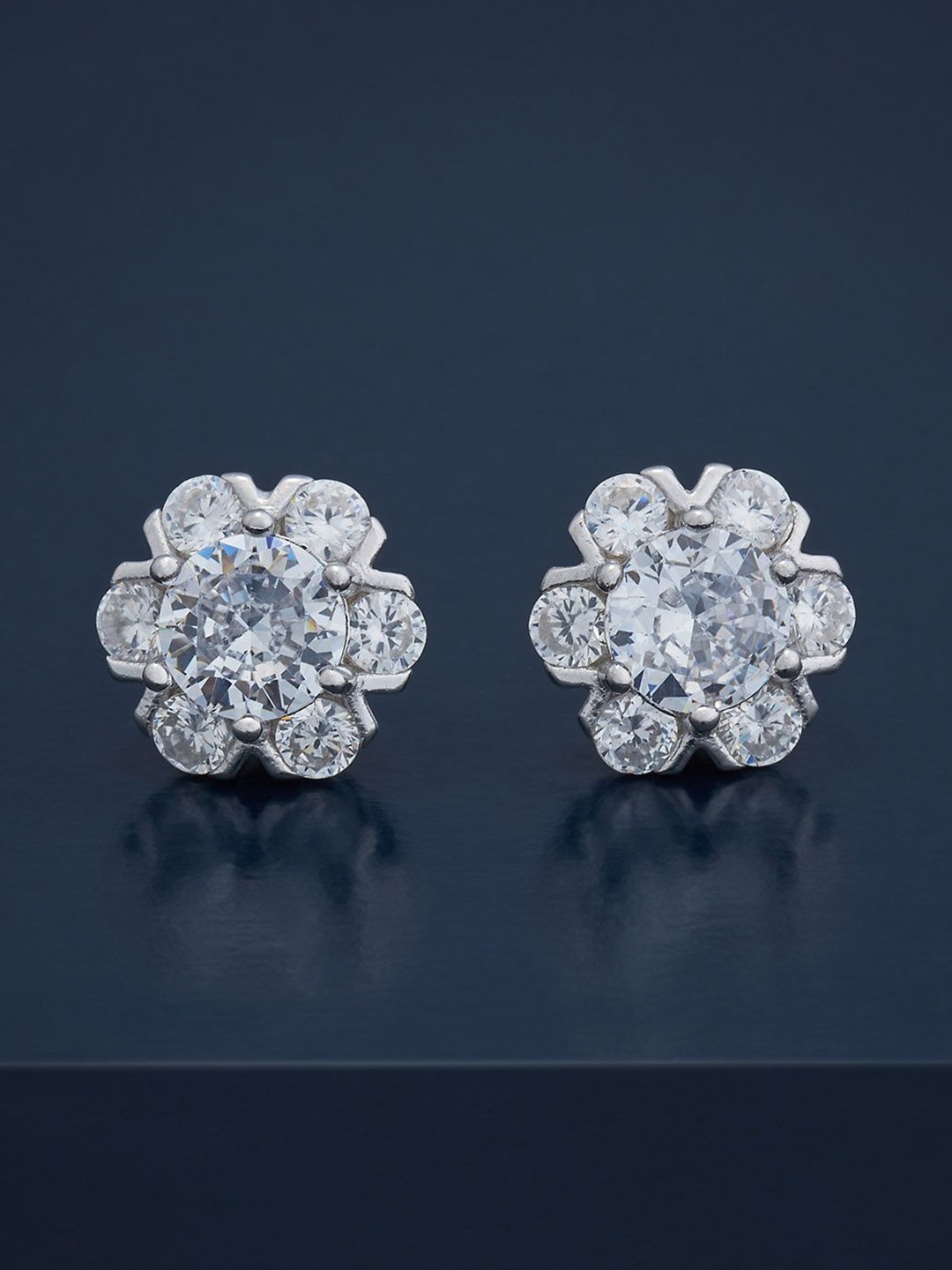 

Kushal's Fashion Jewellery 92.5 Sterling Silver Rhodium-Plated Zircon Classic Studs, White
