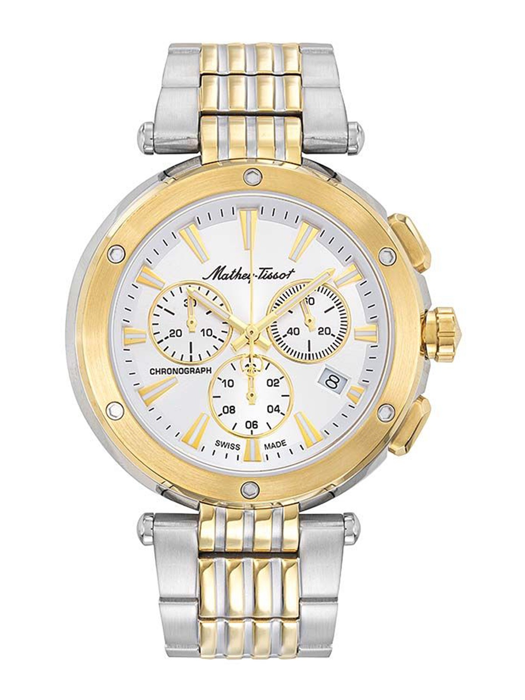 

Mathey-Tissot Men Dial & Stainless Steel Straps Analogue Chronograph Watch H912CHBI, Gold