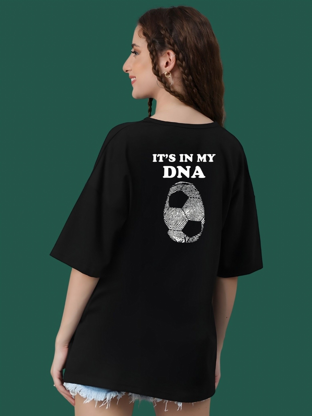 

DressBerry Women Typography Printed Round Neck Cotton Oversized T-shirt, Black