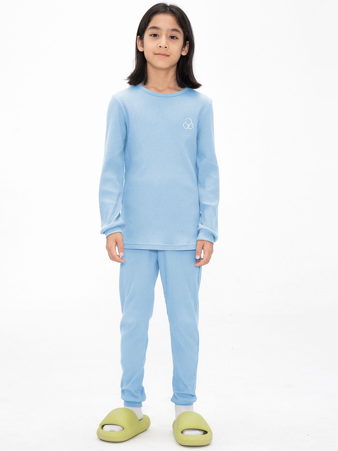 

LULU & SKY Girls Striped Night suit, Blue