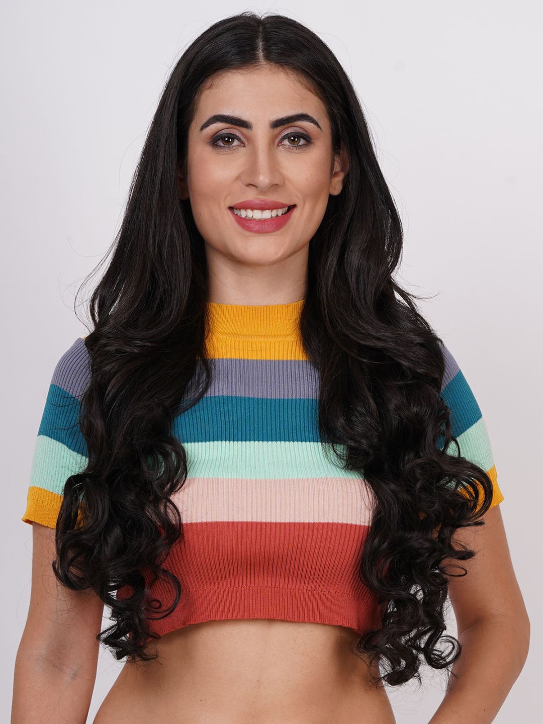 

camola deva Wavy Clip-In Hair Extension - Natural Brown- 20 Inch