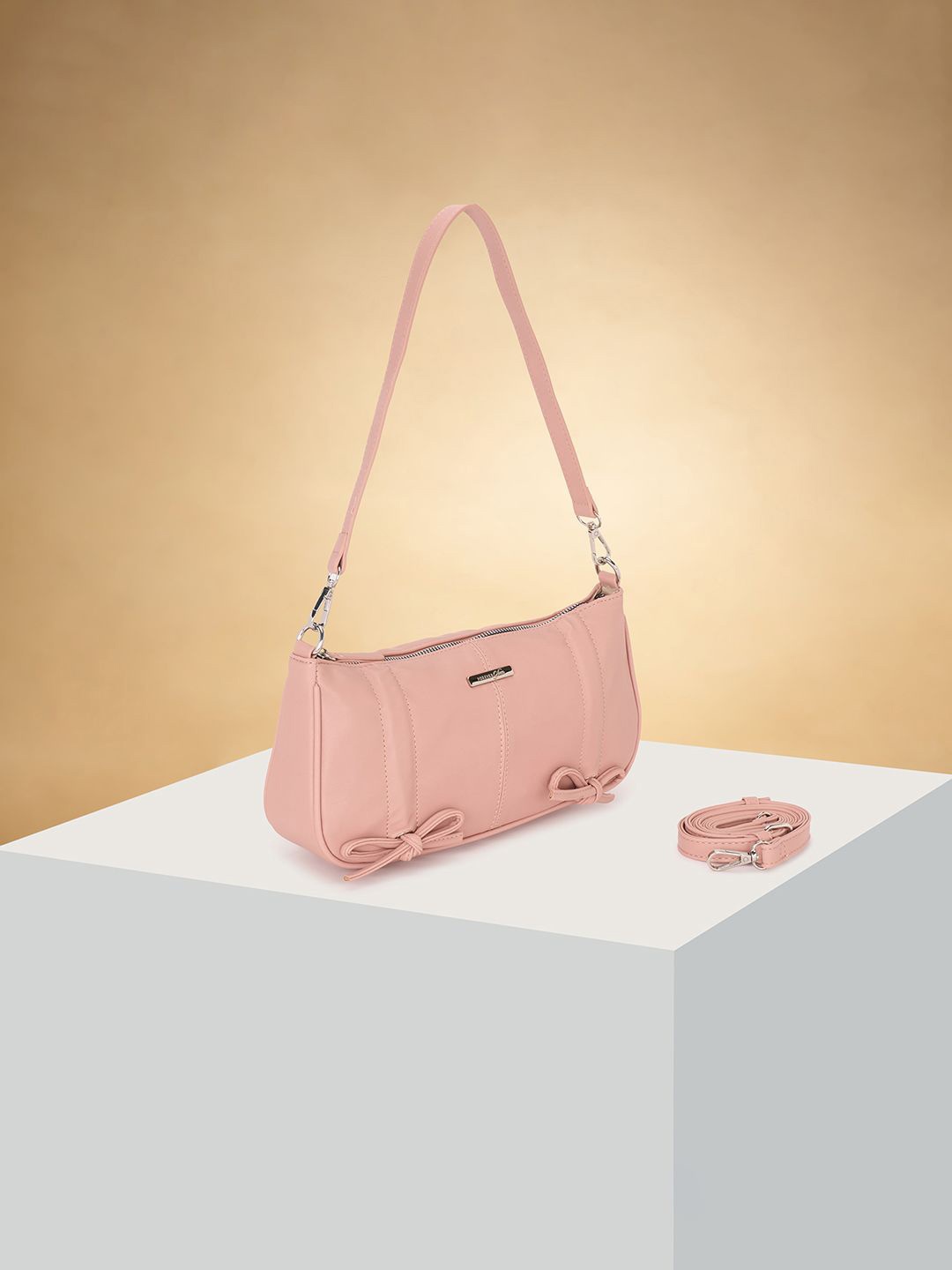 

Forever Glam by Pantaloons Women Solid Baguette Shoulder Bag, Pink