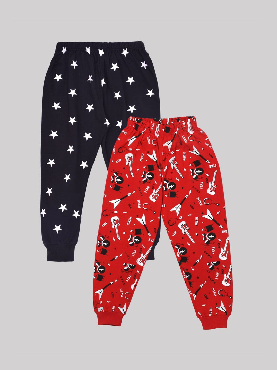 

BAESD Kids Pack Of 2 Printed Cotton Mid-Rise Joggers, Black